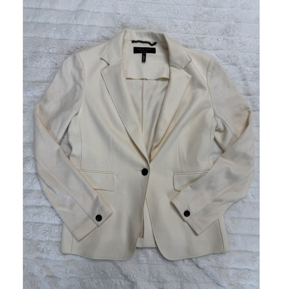 rag & bone Ivory 100% Wool Single-Button Lined Blazer Jacket Women's Size 6